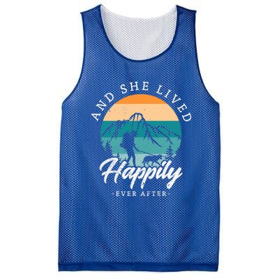 And She Lived Happily Ever After Hiking With Dog Hiking Girl Gift Mesh Reversible Basketball Jersey Tank