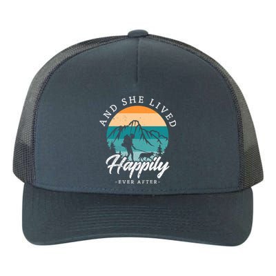 And She Lived Happily Ever After Hiking With Dog Hiking Girl Gift Yupoong Adult 5-Panel Trucker Hat