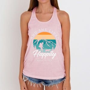 And She Lived Happily Ever After Hiking With Dog Hiking Girl Gift Women's Knotted Racerback Tank