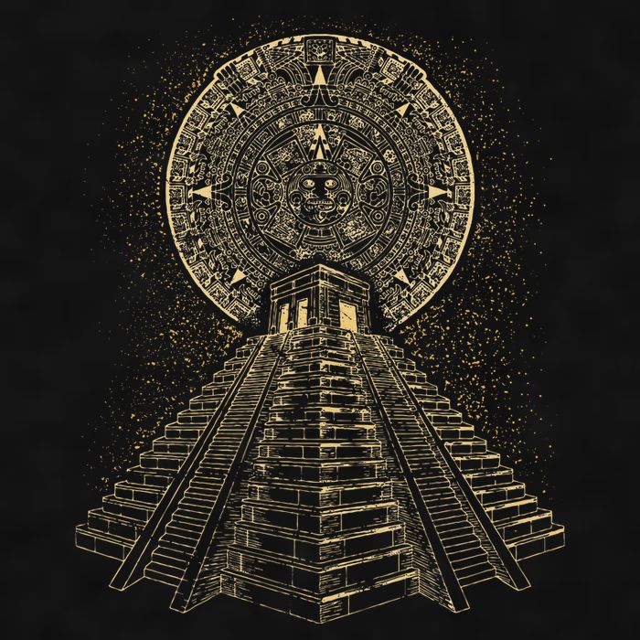 Ancient Sacred Mayan Aztec Calendar Pyramid Geometry Ladies PosiCharge Tri-Blend Wicking Tank