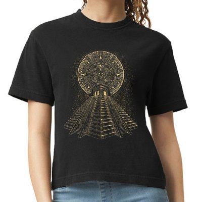 Ancient Sacred Mayan Aztec Calendar Pyramid Geometry Comfort Colors Boxy T-Shirt