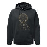 Ancient Sacred Mayan Aztec Calendar Pyramid Geometry Performance Fleece Hoodie