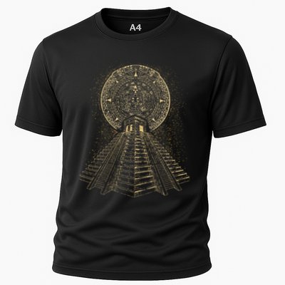 Ancient Sacred Mayan Aztec Calendar Pyramid Geometry Performance Shirt