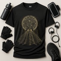 Ancient Sacred Mayan Aztec Calendar Pyramid Geometry Performance Shirt