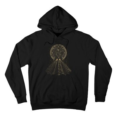 Ancient Sacred Mayan Aztec Calendar Pyramid Geometry Hoodie