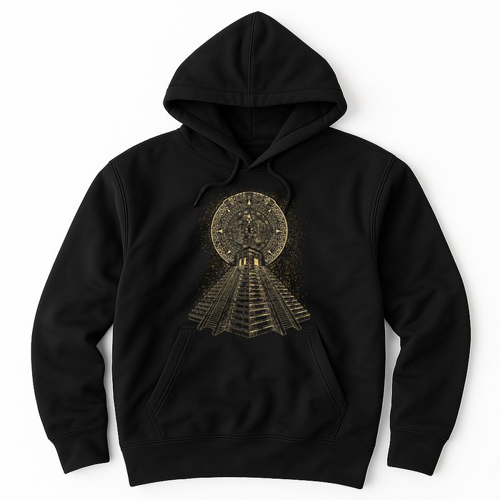 Ancient Sacred Mayan Aztec Calendar Pyramid Geometry Hoodie