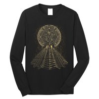 Ancient Sacred Mayan Aztec Calendar Pyramid Geometry Long Sleeve Shirt