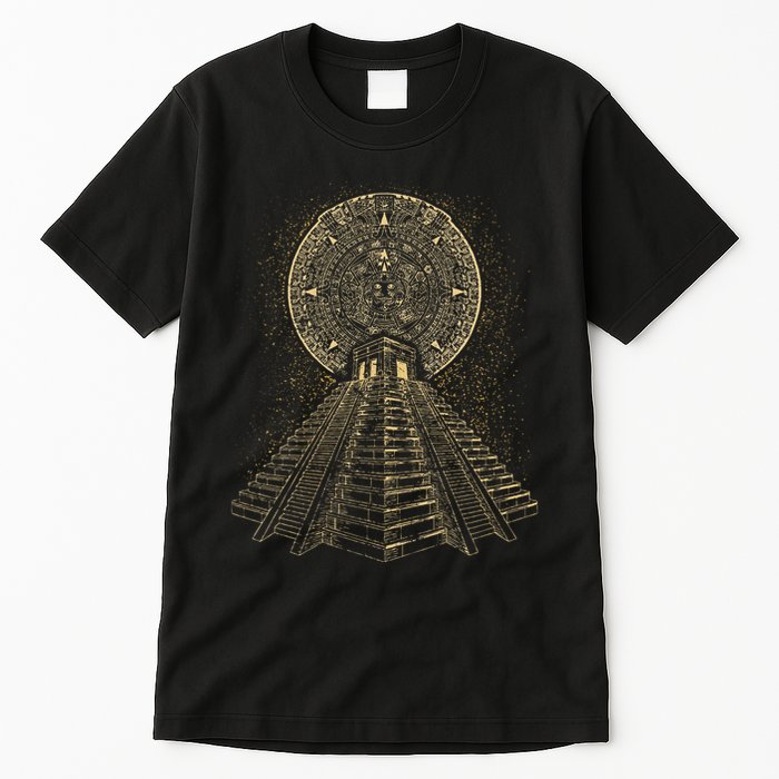 Ancient Sacred Mayan Aztec Calendar Pyramid Geometry Tall T-Shirt