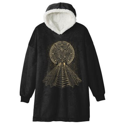 Ancient Sacred Mayan Aztec Calendar Pyramid Geometry Hooded Wearable Blanket