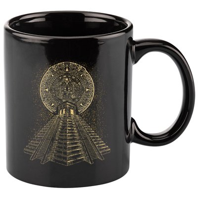 Ancient Sacred Mayan Aztec Calendar Pyramid Geometry 11oz C Handle Ceramic Mug