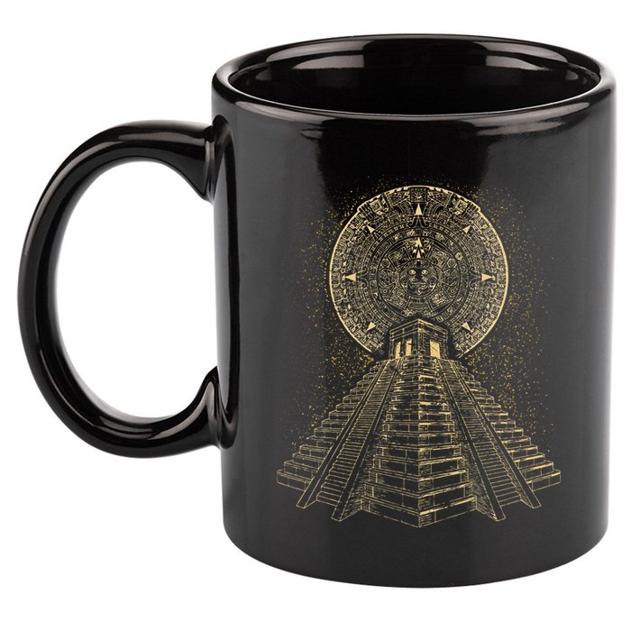 Ancient Sacred Mayan Aztec Calendar Pyramid Geometry 11oz C Handle Ceramic Mug