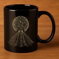 Ancient Sacred Mayan Aztec Calendar Pyramid Geometry 11oz C Handle Ceramic Mug