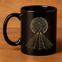 Ancient Sacred Mayan Aztec Calendar Pyramid Geometry 11oz C Handle Ceramic Mug
