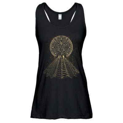 Ancient Sacred Mayan Aztec Calendar Pyramid Geometry Ladies Essential Flowy Tank
