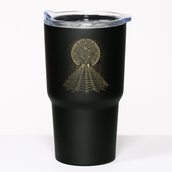 Ancient Sacred Mayan Aztec Calendar Pyramid Geometry Tumbler