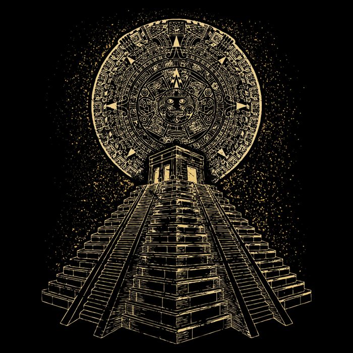Ancient Sacred Mayan Aztec Calendar Pyramid Geometry Magnet