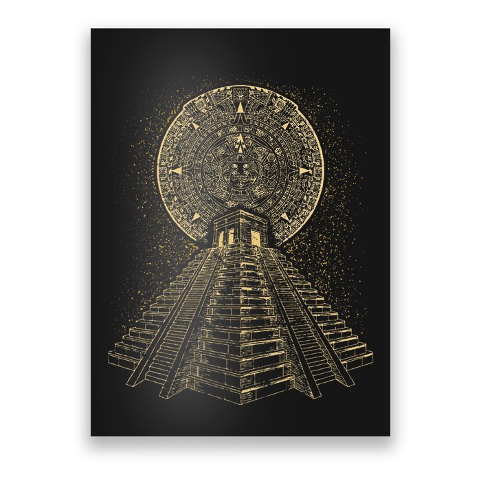 Ancient Sacred Mayan Aztec Calendar Pyramid Geometry Poster