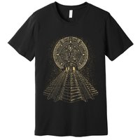 Ancient Sacred Mayan Aztec Calendar Pyramid Geometry Premium T-Shirt