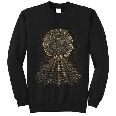 Ancient Sacred Mayan Aztec Calendar Pyramid Geometry Tall Sweatshirt