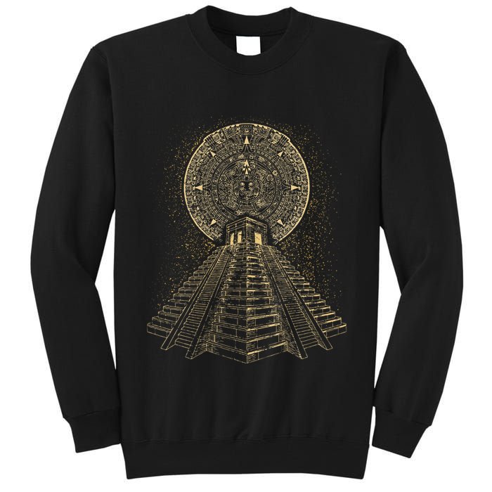 Ancient Sacred Mayan Aztec Calendar Pyramid Geometry Tall Sweatshirt