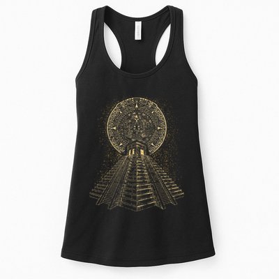Ancient Sacred Mayan Aztec Calendar Pyramid Geometry Womens Tank Top
