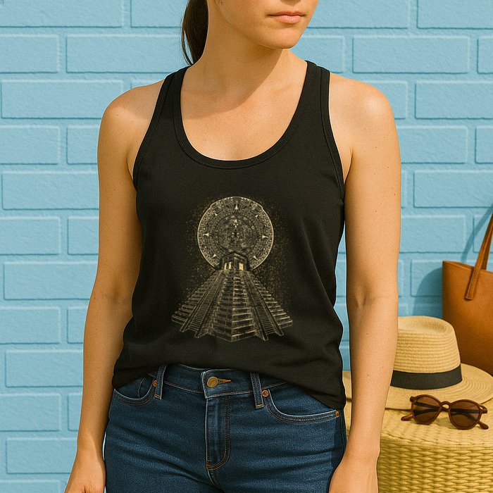 Ancient Sacred Mayan Aztec Calendar Pyramid Geometry Womens Tank Top