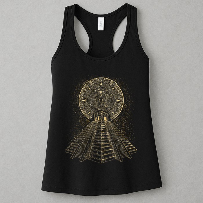 Ancient Sacred Mayan Aztec Calendar Pyramid Geometry Womens Tank Top