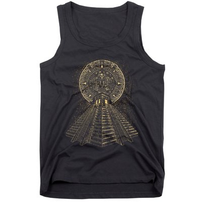 Ancient Sacred Mayan Aztec Calendar Pyramid Geometry Tank Top