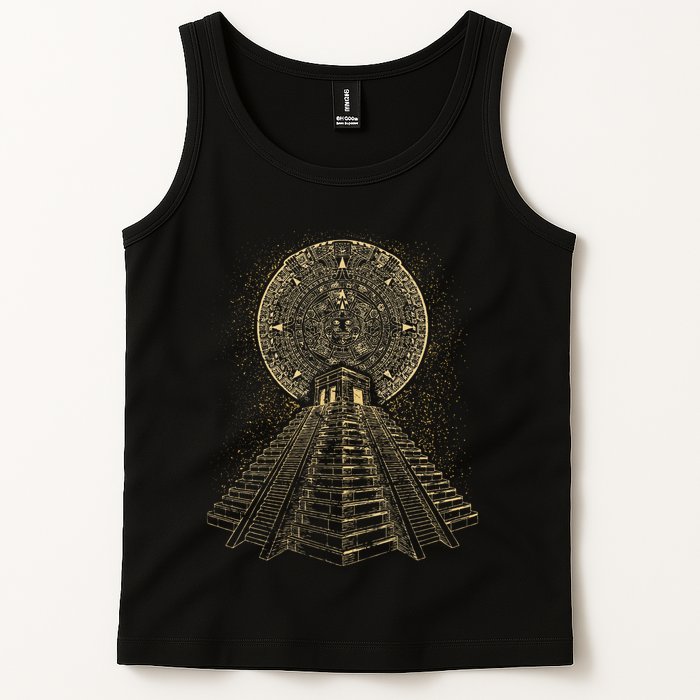 Ancient Sacred Mayan Aztec Calendar Pyramid Geometry Tank Top