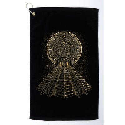 Ancient Sacred Mayan Aztec Calendar Pyramid Geometry Golf Towel