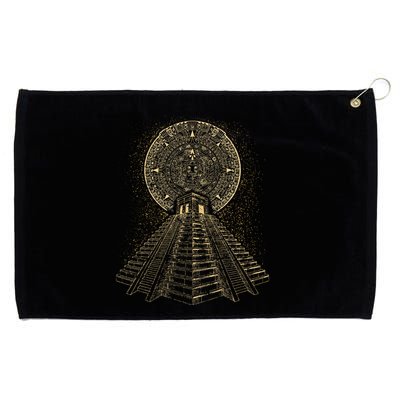 Ancient Sacred Mayan Aztec Calendar Pyramid Geometry Grommeted Golf Towel