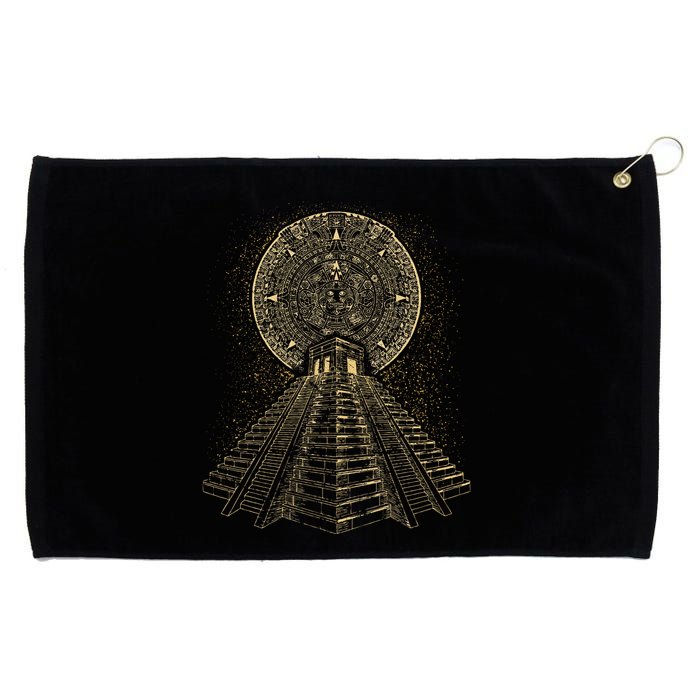 Ancient Sacred Mayan Aztec Calendar Pyramid Geometry Grommeted Golf Towel