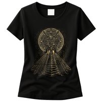 Ancient Sacred Mayan Aztec Calendar Pyramid Geometry Womens T-Shirt