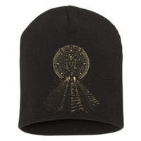 Ancient Sacred Mayan Aztec Calendar Pyramid Geometry Short Acrylic Beanie