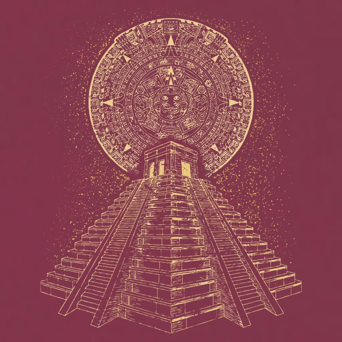 Ancient Sacred Mayan Aztec Calendar Pyramid Geometry 16oz Travel Tumbler