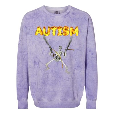 Autism Skeleton Meme Colorblast Crewneck Sweatshirt