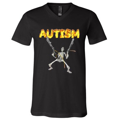 Autism Skeleton Meme V-Neck T-Shirt