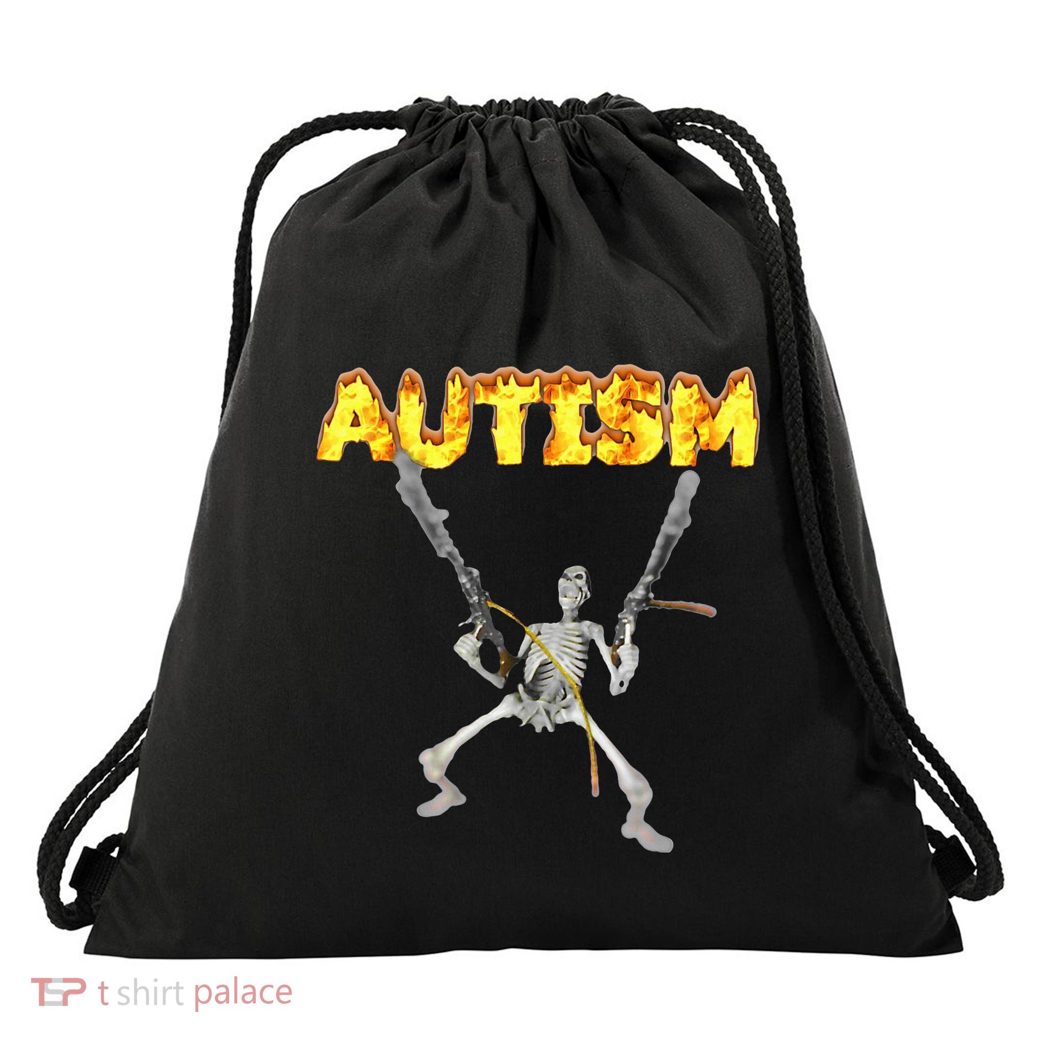 Autism Skeleton Meme Drawstring Bag