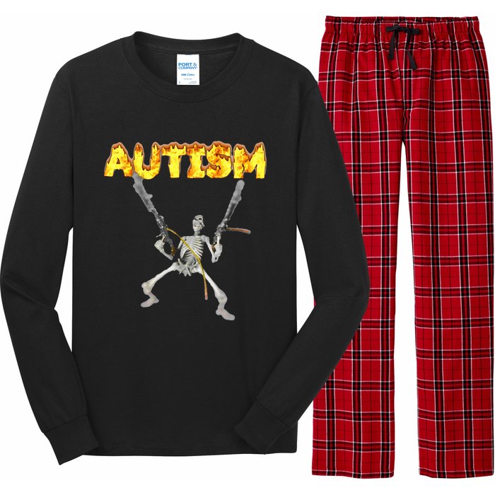 Autism Skeleton Meme Long Sleeve Pajama Set