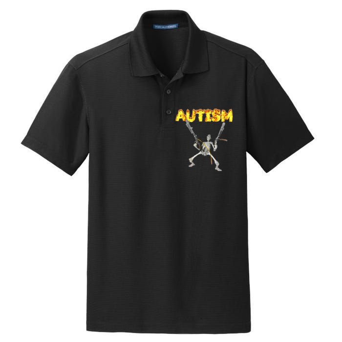 Autism Skeleton Meme Dry Zone Grid Polo