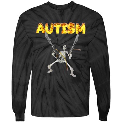 Autism Skeleton Meme Tie-Dye Long Sleeve Shirt