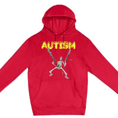 Autism Skeleton Meme Premium Pullover Hoodie