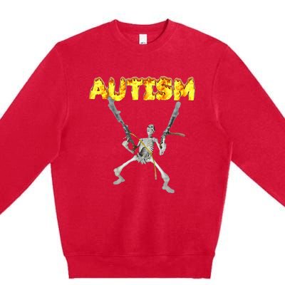 Autism Skeleton Meme Premium Crewneck Sweatshirt