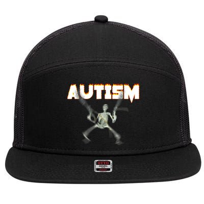 Autism Skeleton Meme 7 Panel Mesh Trucker Snapback Hat