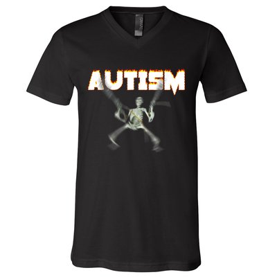Autism Skeleton Meme V-Neck T-Shirt