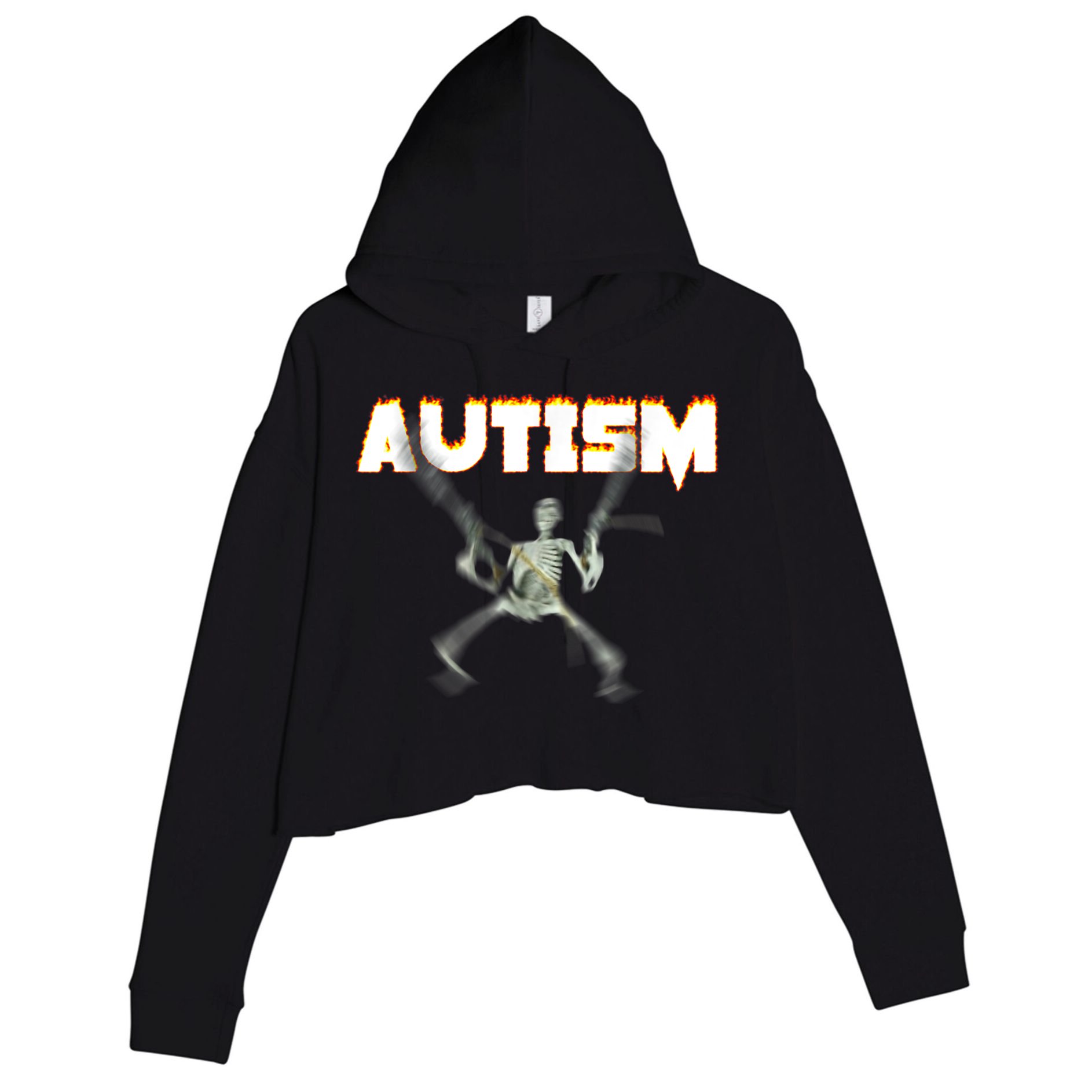 Autism Skeleton Meme Crop Fleece Hoodie