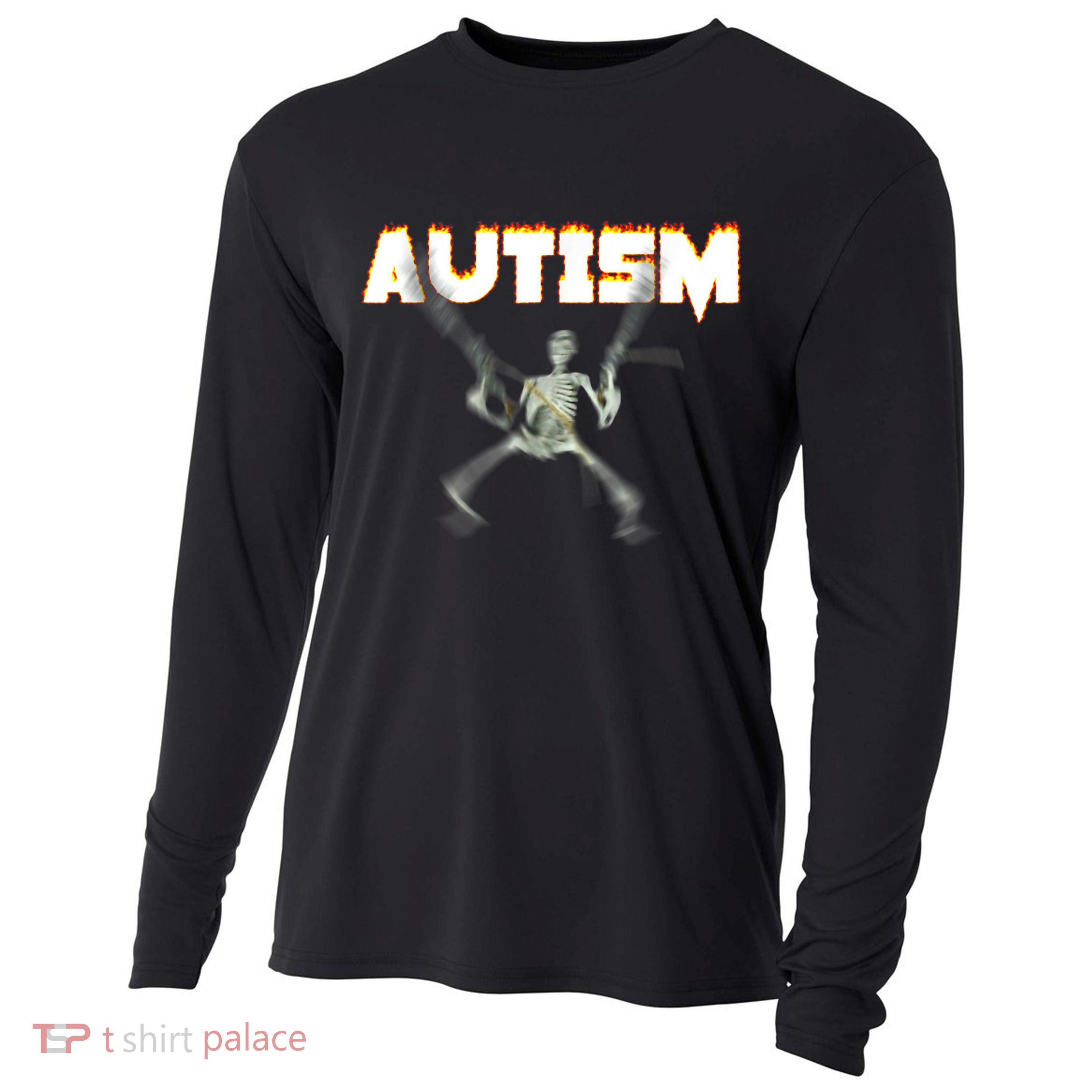 Autism Skeleton Meme Cooling Performance Long Sleeve Crew