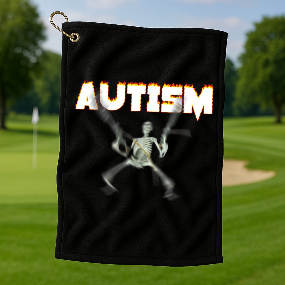Autism Skeleton Meme Golf Towel