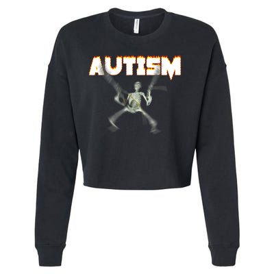 Autism Skeleton Meme Cropped Pullover Crew