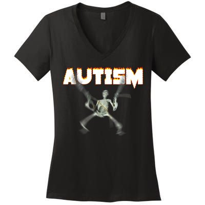 Autism Skeleton Meme Women's V-Neck T-Shirt